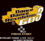 Dance Dance Revolution GB 3 title screen for GameBoy Color
